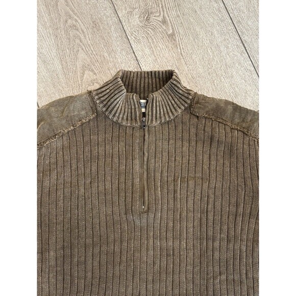 Buckle BKE Mens XXL 2XL Half Zip Pullover Patched Distressed Sweater Brown - Picture 3 of 8